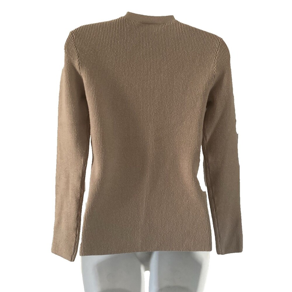 FIGS Sweater Womens Sz XS Latte Beige Long Sleeve Ribbed Knit Preppy Casual Cozy - Picture 6 of 10